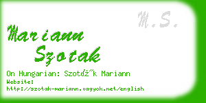 mariann szotak business card